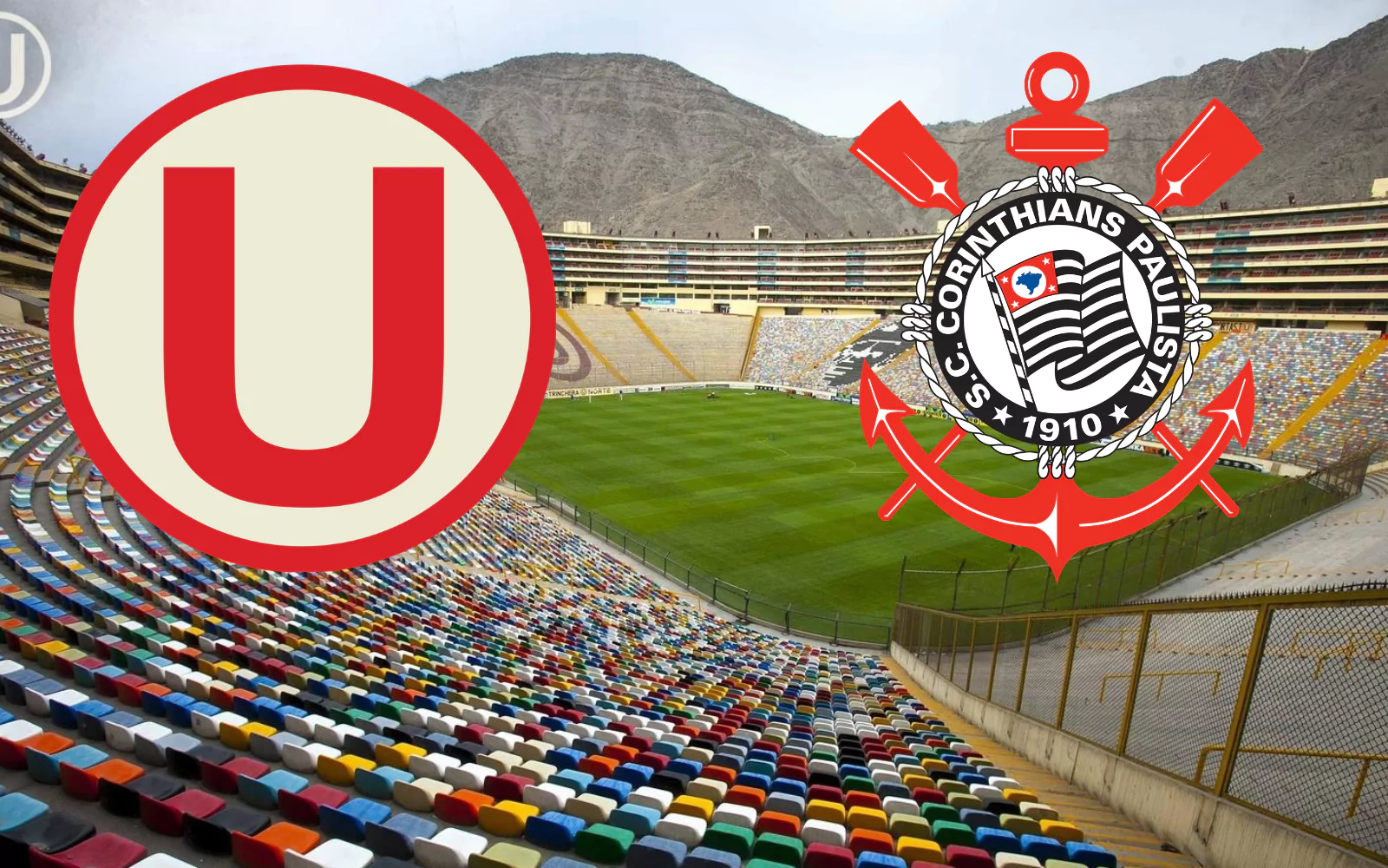 Universitario x Corinthians se enfrentam no estádio Monumental de Lima, no Peru (Fotomontagem ilustrativa/Portal N10 Esportes)