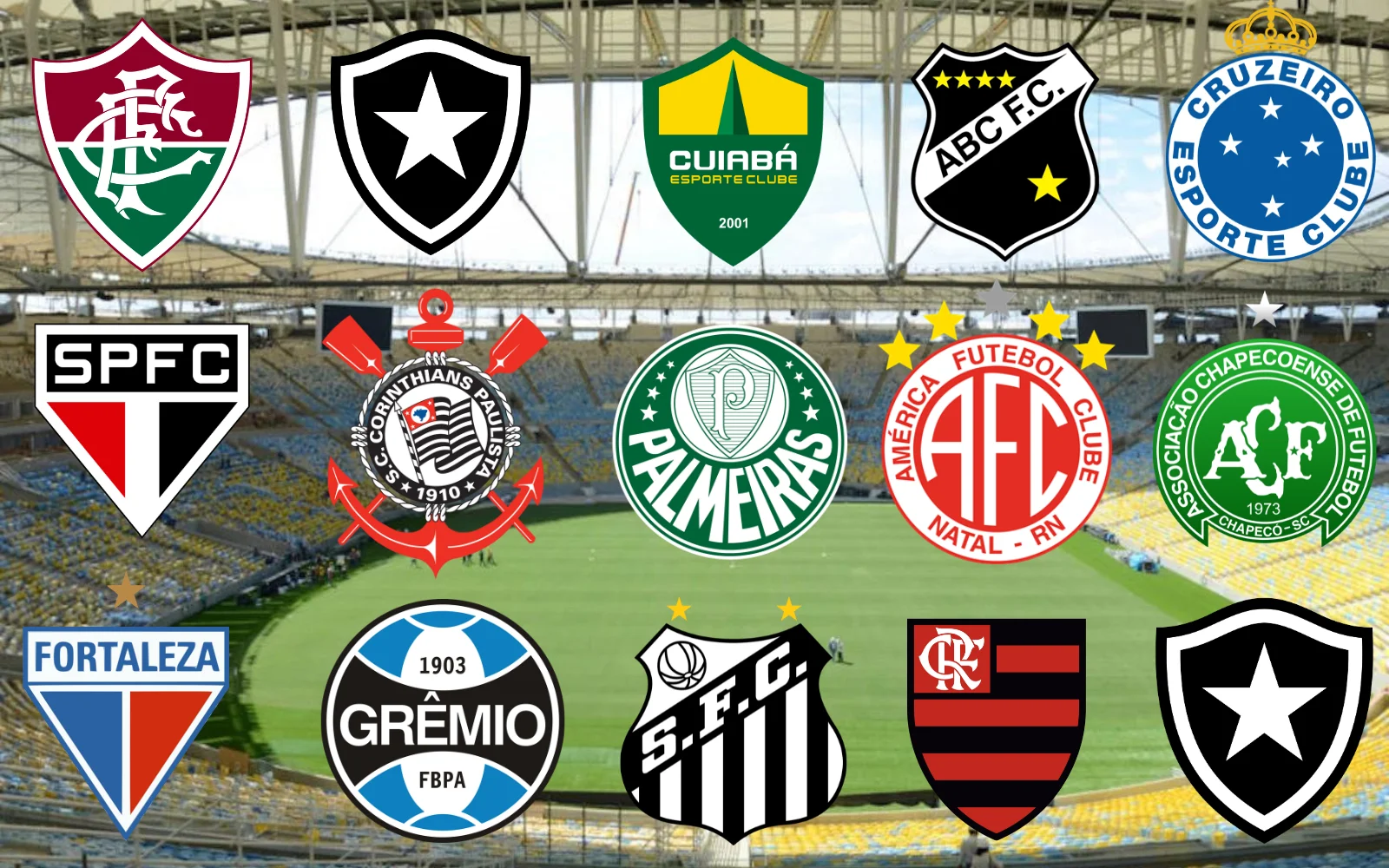 Quatro clubes brasileiros estão entre os que possuem escudos mais bonitos do mundo (Imagem: Fotomontagem ilustrativa)