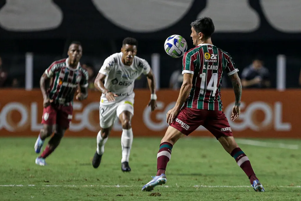 Contra o Santos, Germán Cano alcançou o seu gol de número 40 na temporada. (Foto de Lucas Merçon/Fluminense FC)