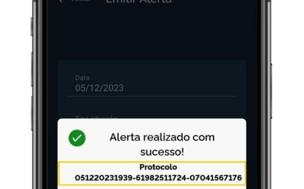 Ao registrar a ocorrência, o app Celular Seguro envia um código de protocolo que deve ser guardado para reverter o bloqueio ou fazer reclamações posteriores (Imagem: Reprodução/Governo federal)