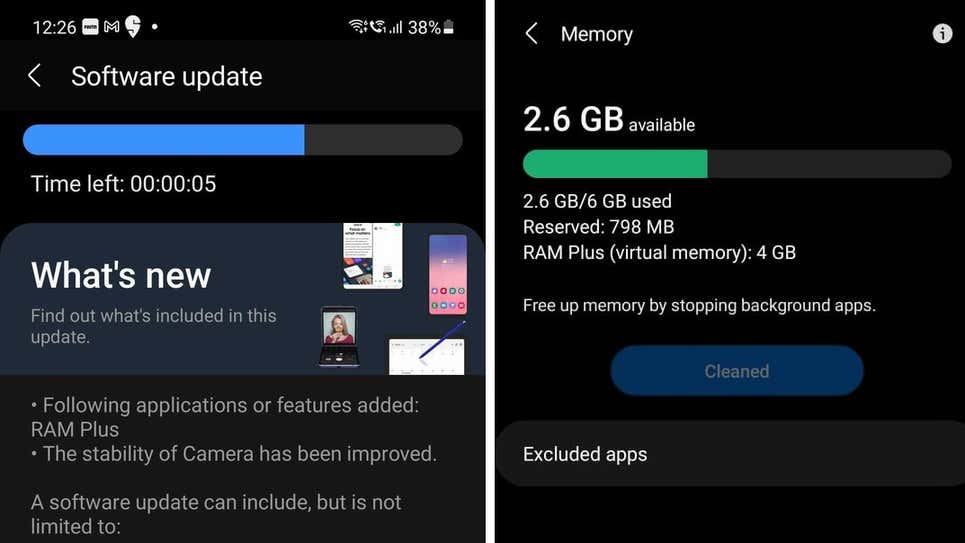 Você pode expandir a RAM de alguns smartphones Samsung com uma atualização