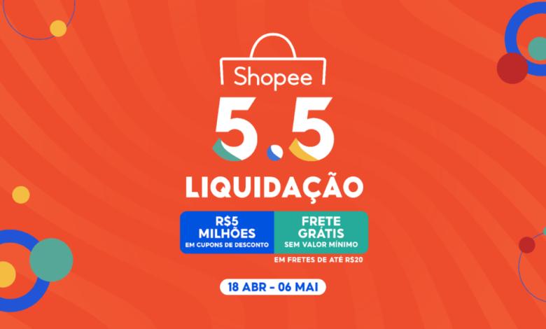 Shopee lança campanha 5.5 Liquidação e Semana do Frete Grátis