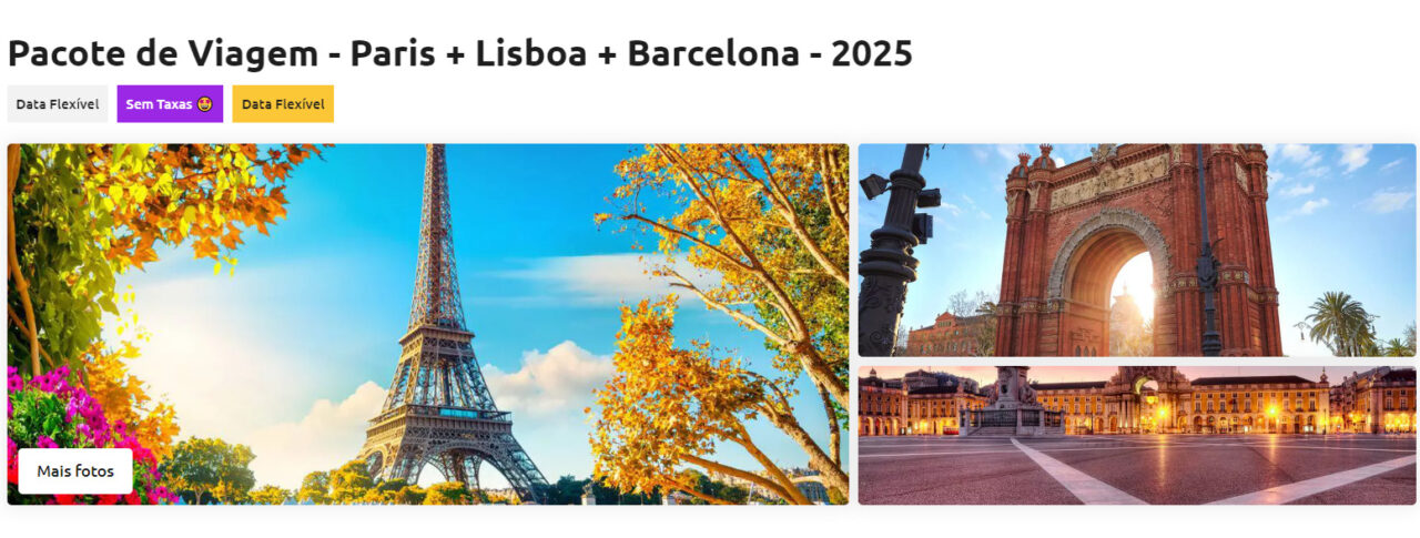 pacote viagem paris lisboa e barcelona 2025