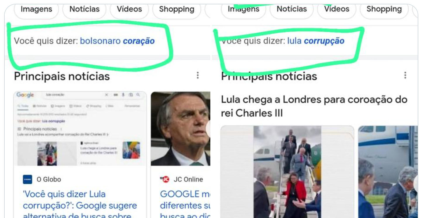 Google causa polêmica ao associar Lula a 'corrupção' e Bolsonaro a 'coração'