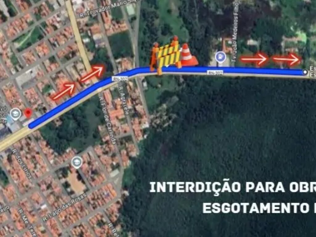 Caern interdita faixa na Av. Joao Medeiros para obra de saneamento na Zona Norte